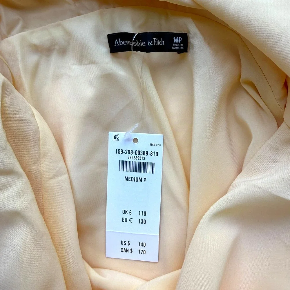 NWT Abercrombie & Fitch Cowl Neck Draped Maxi Dress Satin Sunny Yellow MP Petite